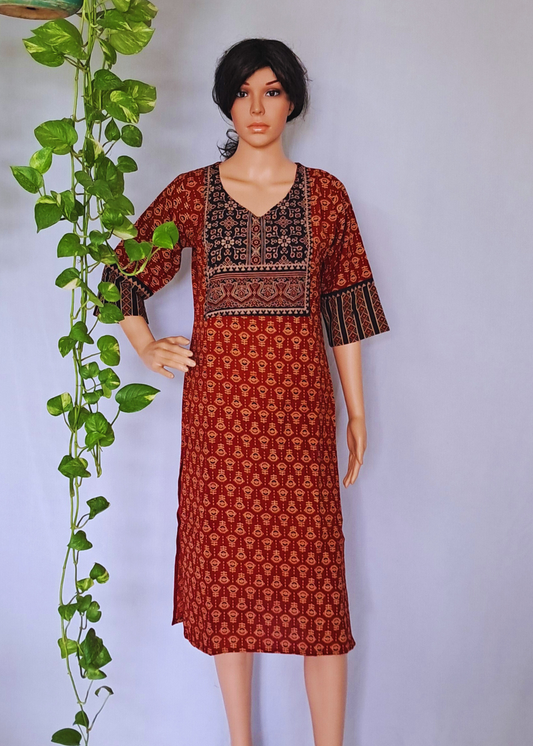 Ajarakh Handblock Cotton Kurti