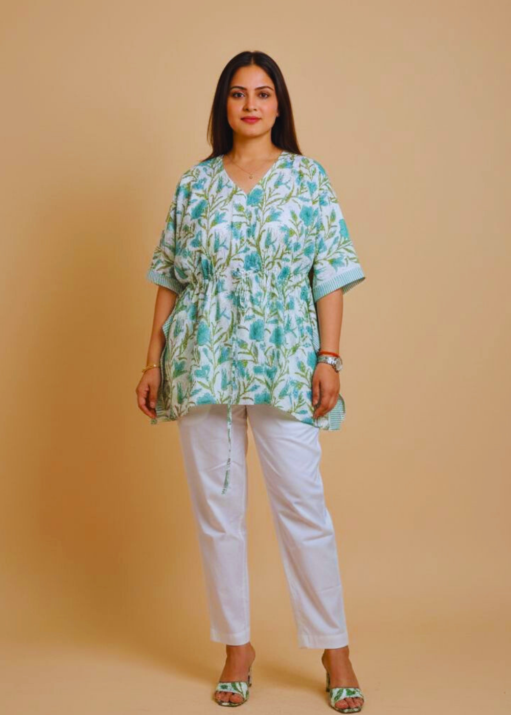 Flora Hand Block Printed Kaftan Co-ord Set