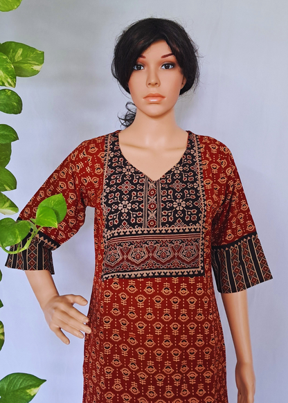 Ajarakh Handblock Cotton Kurti