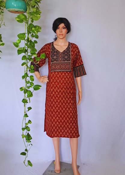 Ajarakh Handblock Cotton Kurti