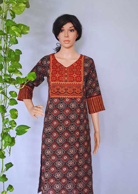 Ajarakh Handblock Cotton Kurti