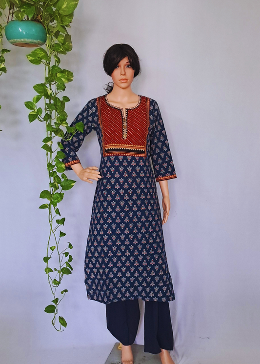 Ajrakh Cotton Kurta Pants Sets