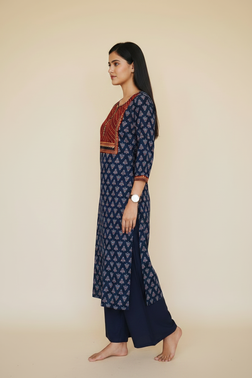 Ajrakh Cotton Kurta Pants Sets