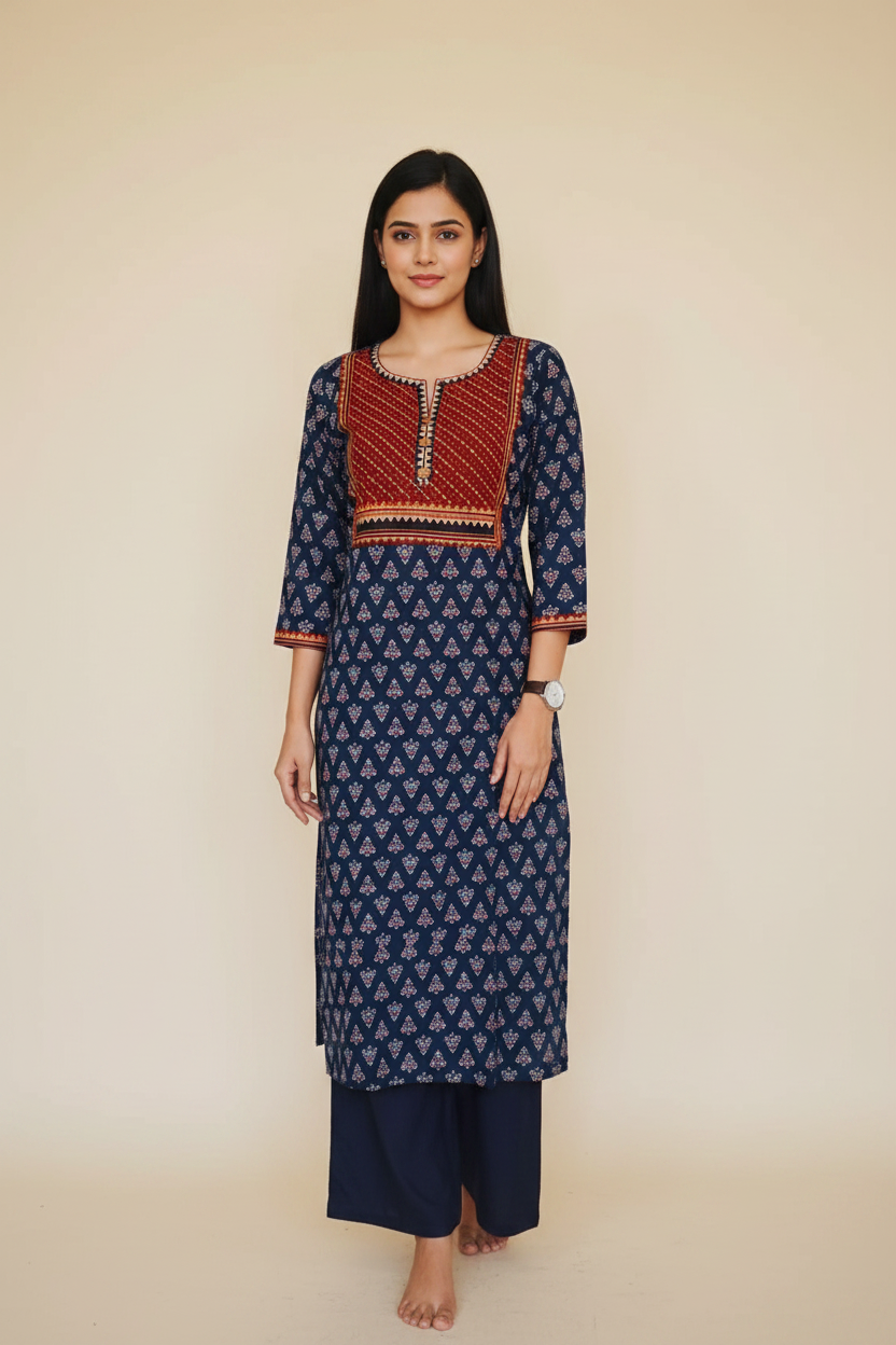 Ajrakh Cotton Kurta Pants Sets