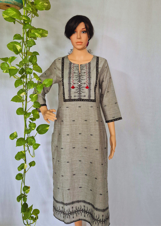 Handloom Grey Cotton Kurta