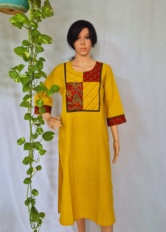 Handloom Yellow Cotton Kurta