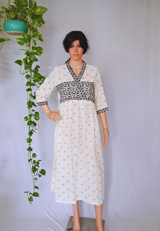Offwhite Cotton Dress For Women