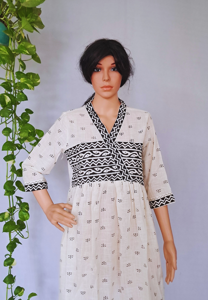 Offwhite Cotton Dress For Women