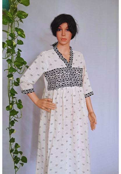 Offwhite Cotton Dress For Women