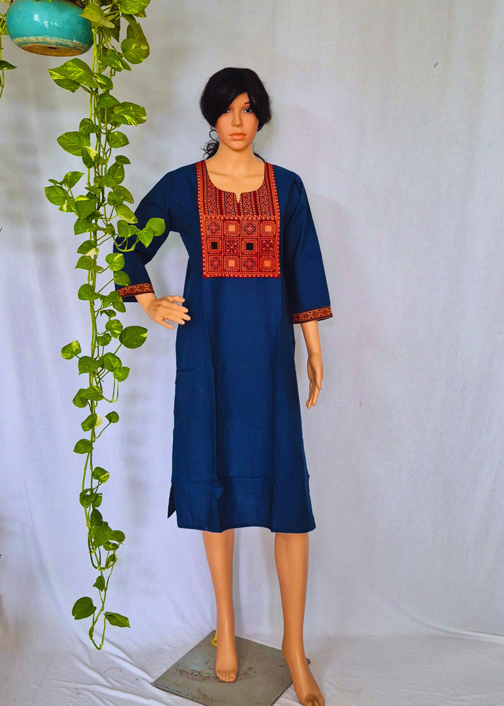 Ajrakh Ocean Blue Cotton Kurta