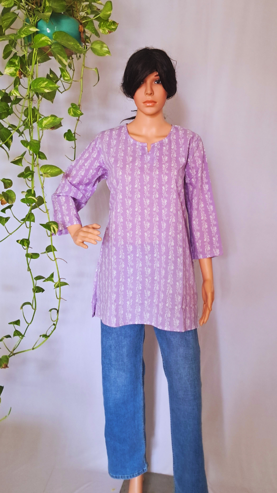 Purple Spiral Print Short Kurti