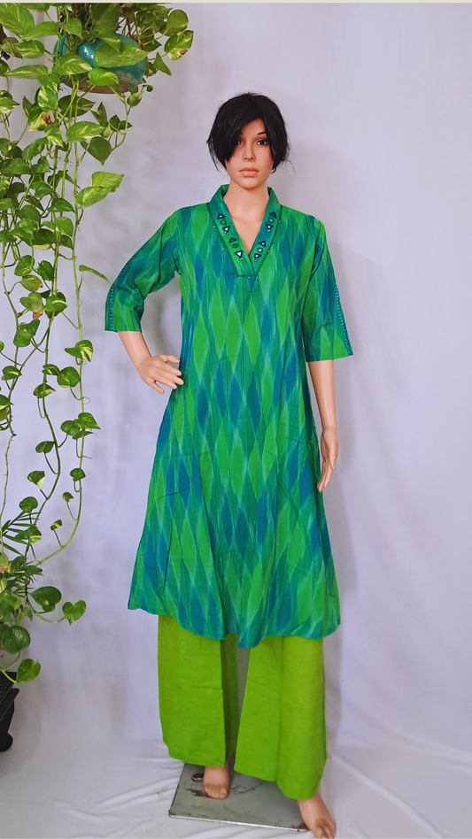 Ikat Patola Weaving Kurta Pants Set