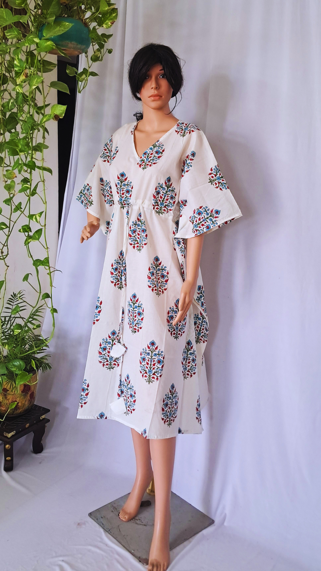 Block Printed Kaftan Dress