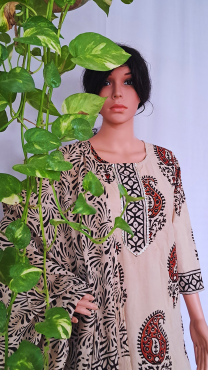 Hand Block Premium Cotton Kurta Pant & Dupatta Set