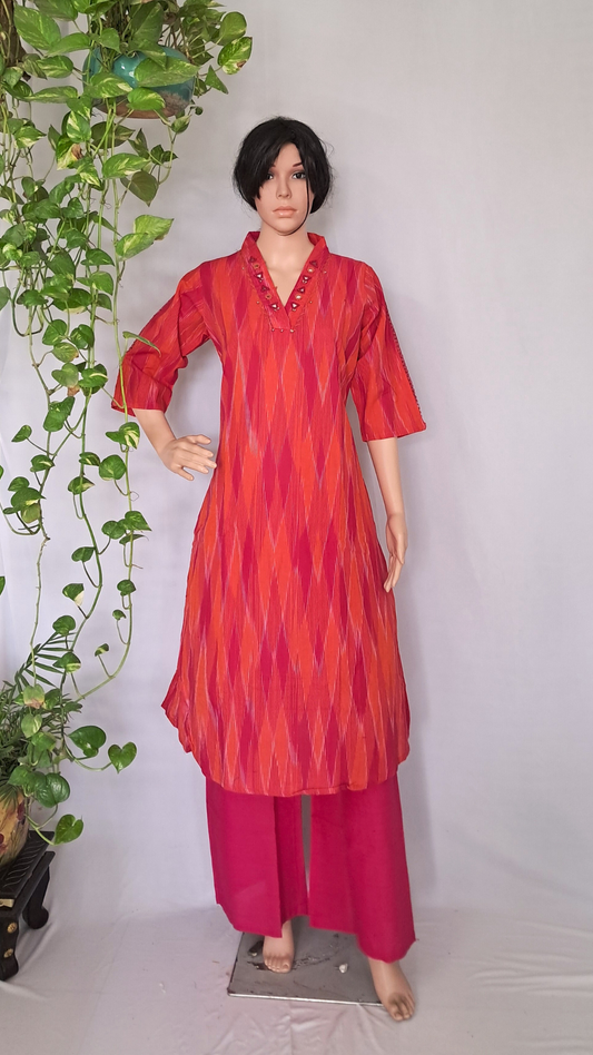 Ikat Patola Weaving Kurta Pants Set
