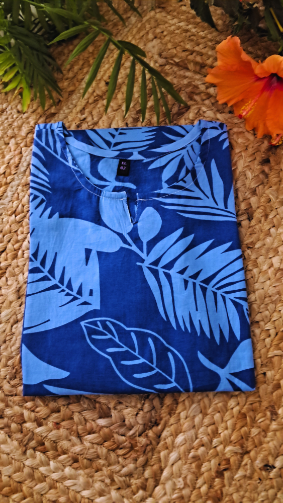 Blue Botanical Print Short Kurti