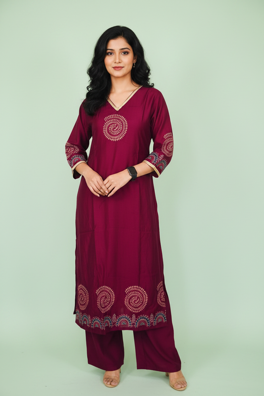 Magenta Muslin Kurta Pant Sets