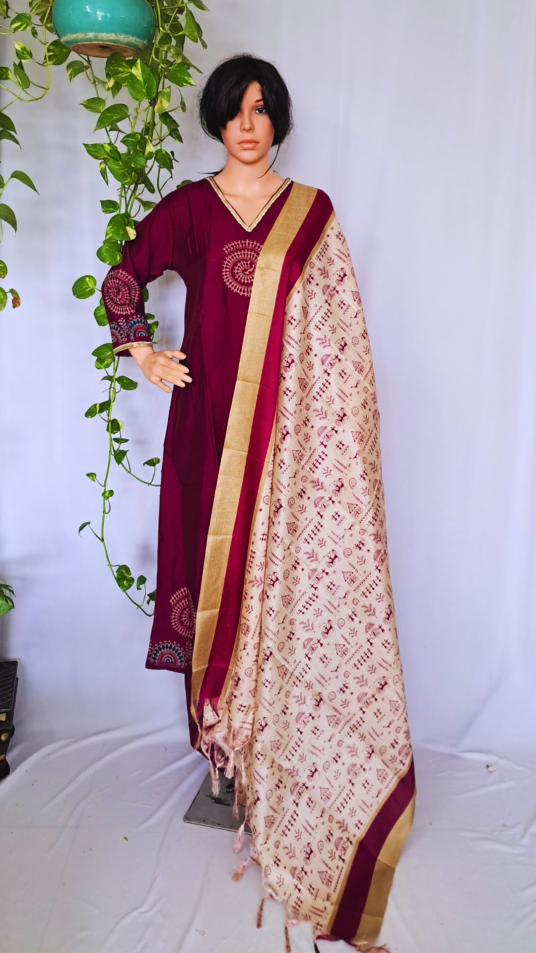 Magenta Muslin Kurta Pant Sets