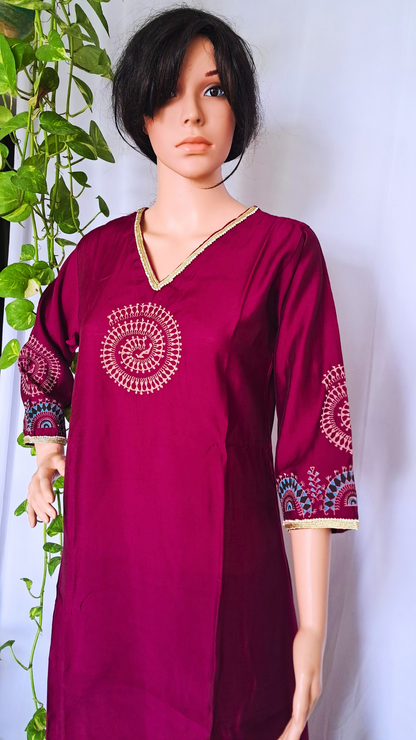 Magenta Muslin Kurta Pant Sets