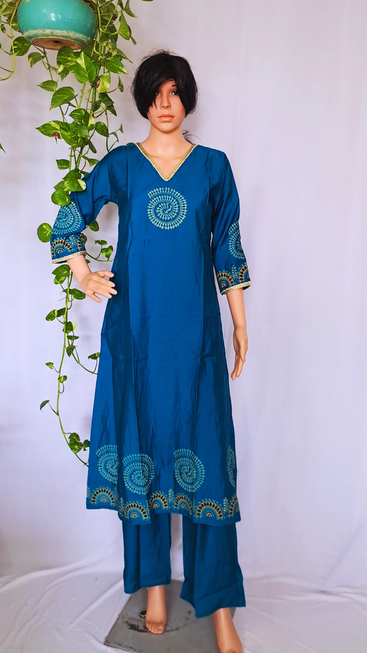 Blue Turquoise Muslin Kurta Pant Sets