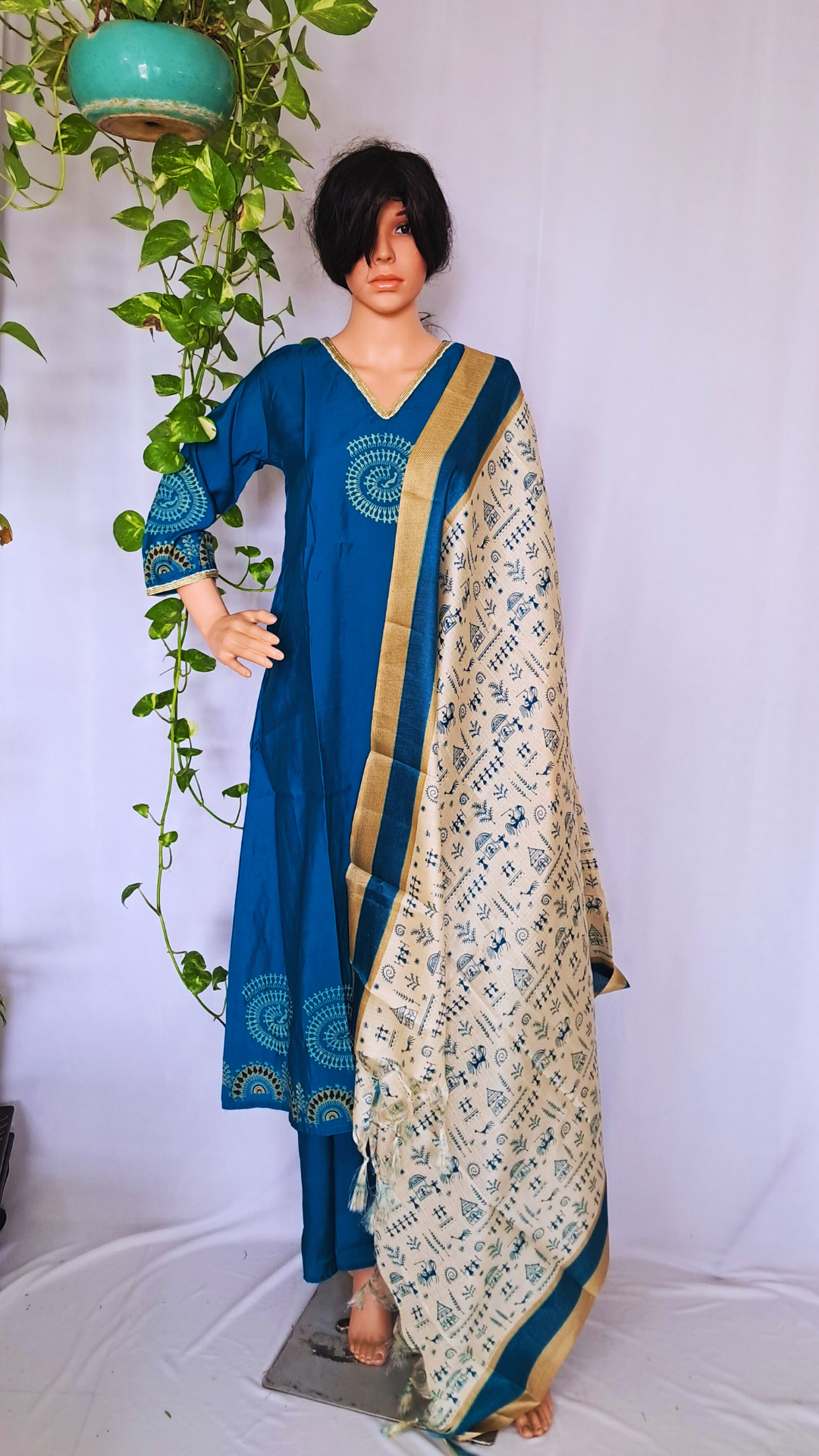 Blue Turquoise Muslin Kurta Pant Sets