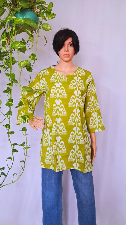 Green Short Kurti For Jeans