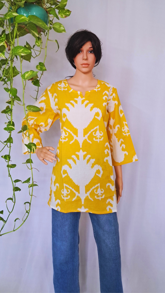 Yellow Short Kurti For Jeans