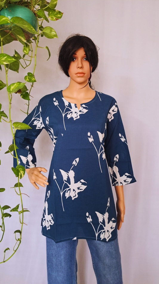 Rama Green Short Kurti For Jeans