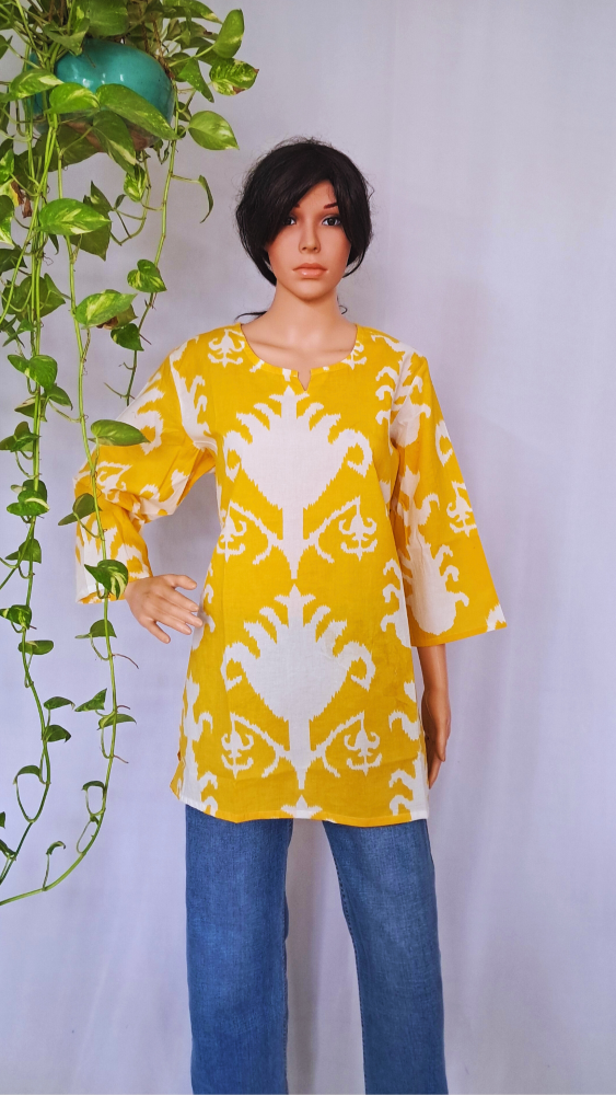 Yellow Short Kurti For Jeans