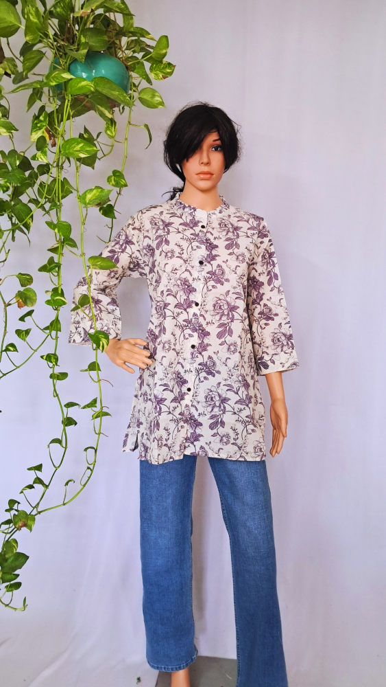 Purple Floral Short Kurti