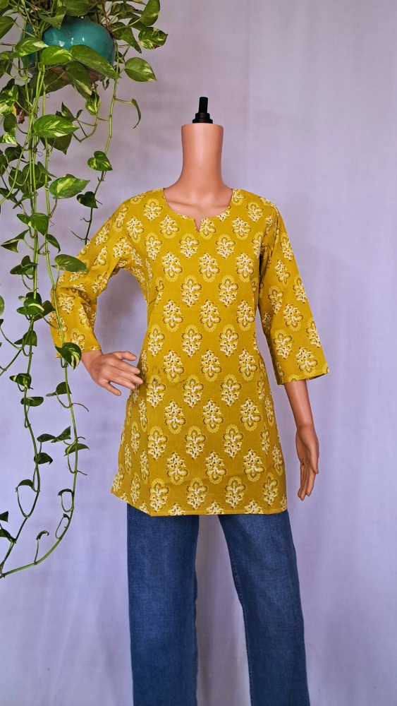 Yellow Short Kurti