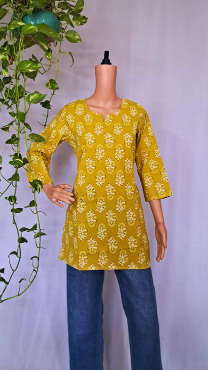 Yellow Short Kurti