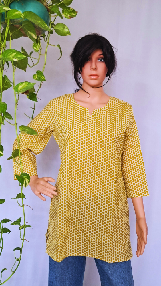 Yellow Polka Short Kurti