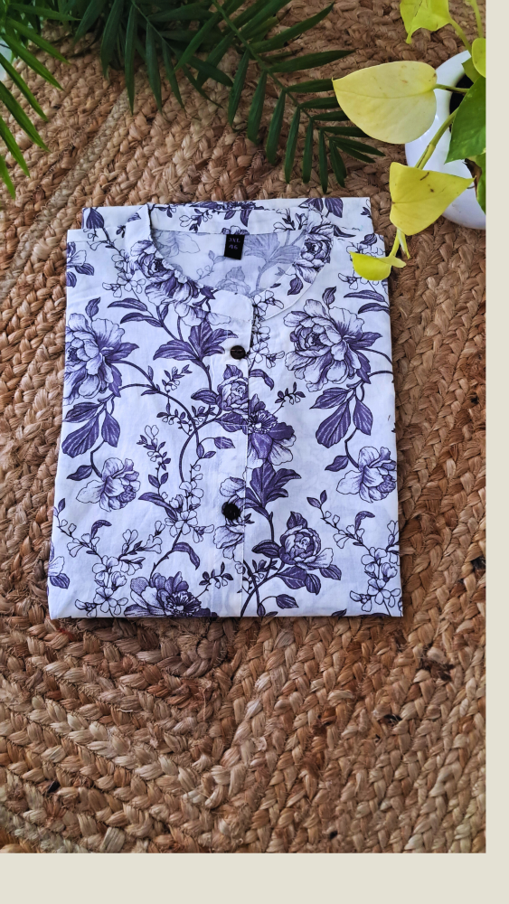 Purple Floral Short Kurti