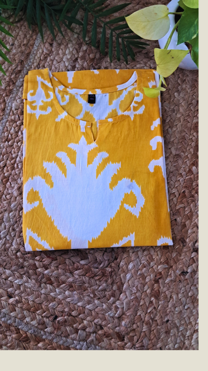 Yellow Short Kurti For Jeans