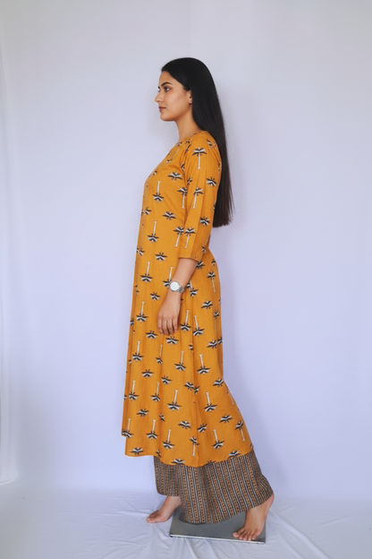 Yellow Aline Cotton Kurta Sets