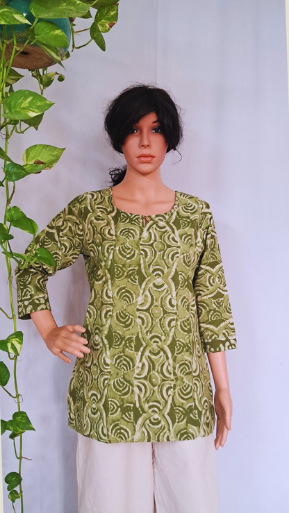 Green Short Kurti For Jeans
