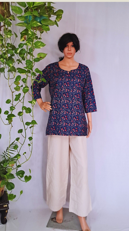 Navy Blue Short Kurti For Jeans