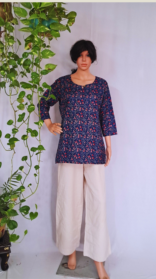 Navy Blue Short Kurti For Jeans