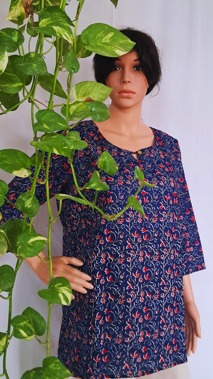 Navy Blue Short Kurti For Jeans