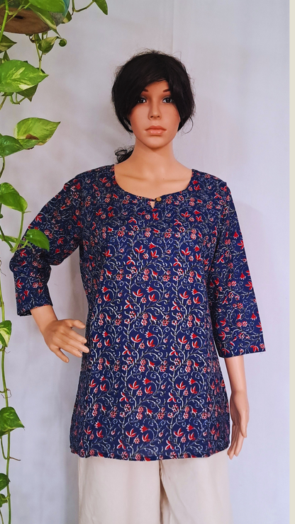 Navy Blue Short Kurti For Jeans