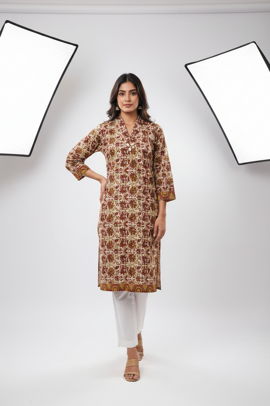 Maroon Cotton Kurta For Women