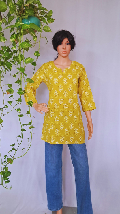 Yellow Short Kurti