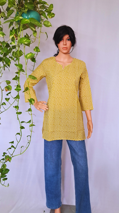 Yellow Polka Short Kurti