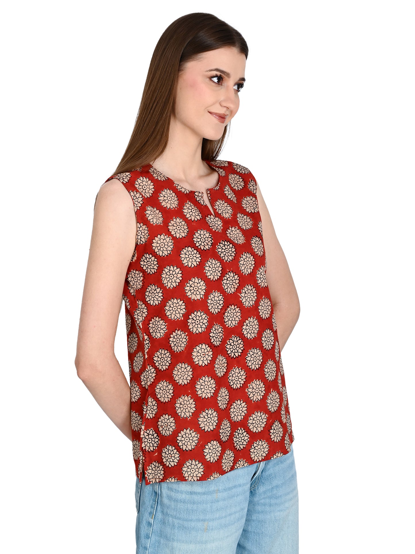 Maroon Cotton Short Kurti For Jeans