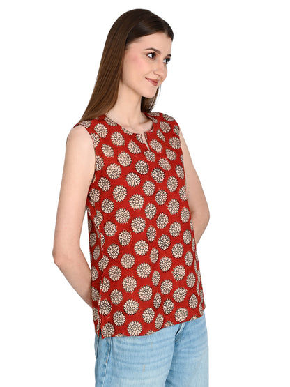 Maroon Cotton Short Kurti For Jeans
