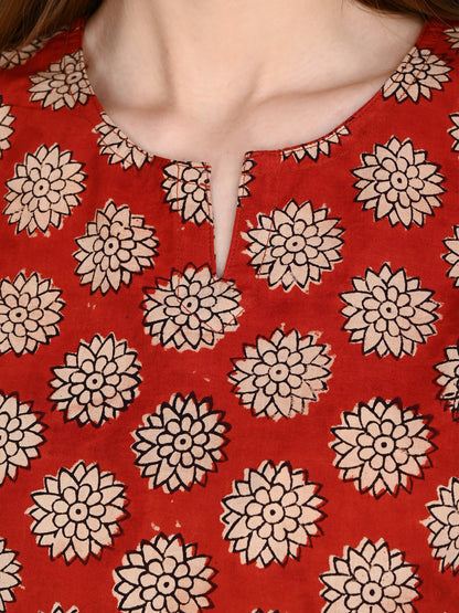 Maroon Cotton Short Kurti For Jeans