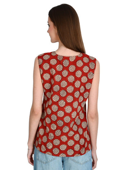 Maroon Cotton Short Kurti For Jeans