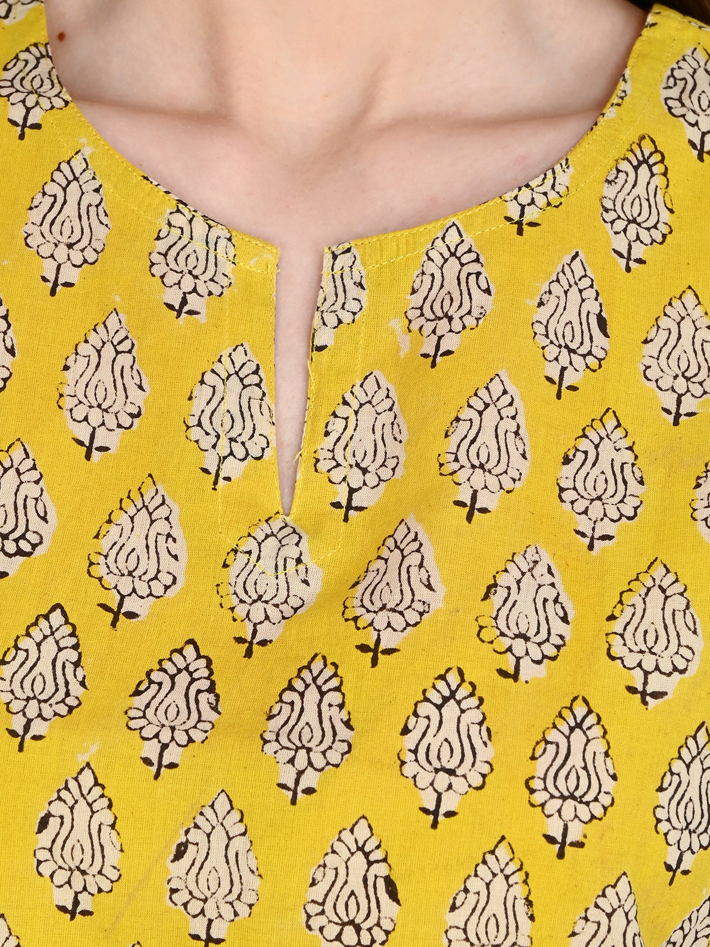 Mustard Cotton Short Kurti For Jeans