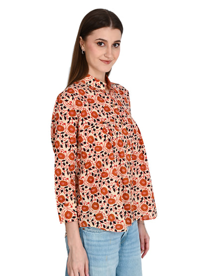 Beige Designer Shirt Top For Jeans
